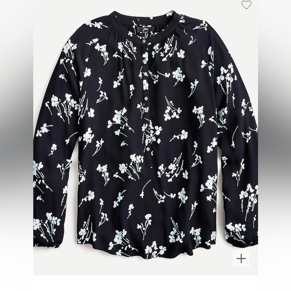 NWTs J Crew Reimagined Long-sleeve floral drapey popover/button up shirt/blouse - Picture 1 of 16